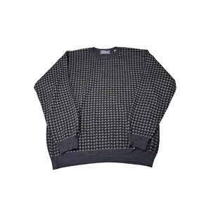 Lord & Taylor Merino Wool Sweater Mens Large Gray Geometric Knit Made in Italy